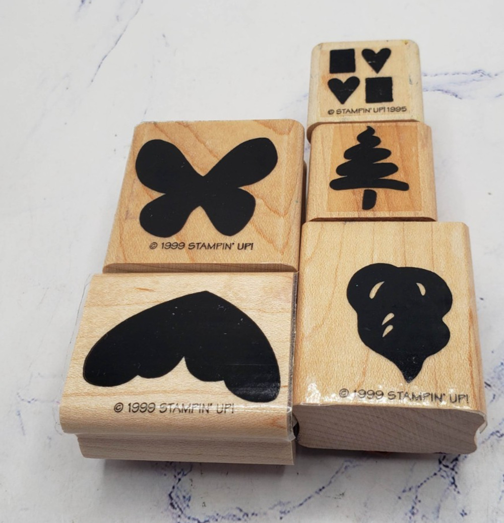 Stampin Up! Lot of 5 Bold Animal and Nature Wood Mounted Rubber Stamp